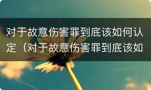 对于故意伤害罪到底该如何认定（对于故意伤害罪到底该如何认定呢）