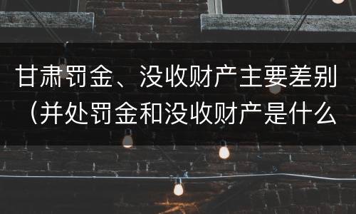 甘肃罚金、没收财产主要差别（并处罚金和没收财产是什么意思）