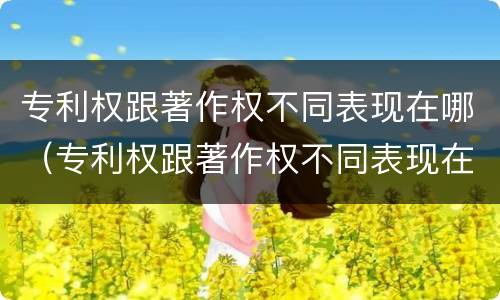 专利权跟著作权不同表现在哪（专利权跟著作权不同表现在哪几方面）