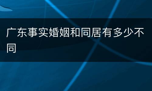 广东事实婚姻和同居有多少不同