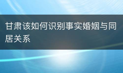 甘肃该如何识别事实婚姻与同居关系