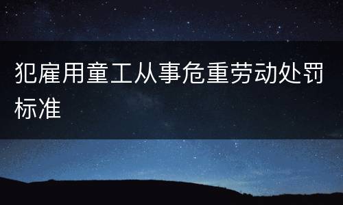 犯雇用童工从事危重劳动处罚标准