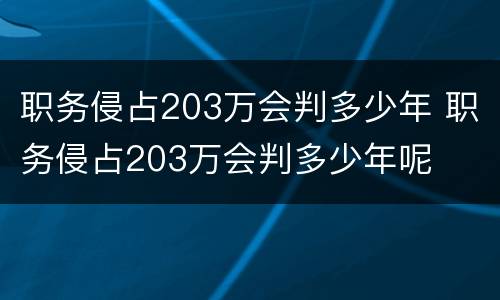 职务侵占203万会判多少年 职务侵占203万会判多少年呢