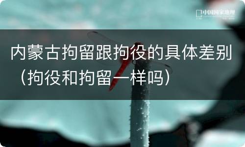 内蒙古拘留跟拘役的具体差别（拘役和拘留一样吗）