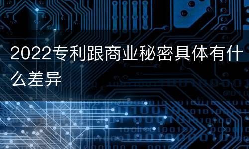 2022专利跟商业秘密具体有什么差异
