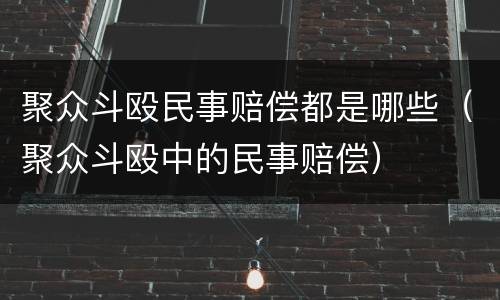 聚众斗殴民事赔偿都是哪些（聚众斗殴中的民事赔偿）