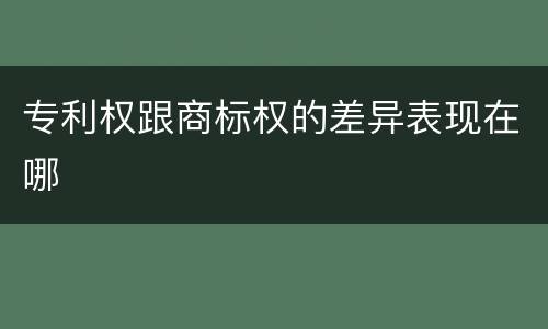 专利权跟商标权的差异表现在哪