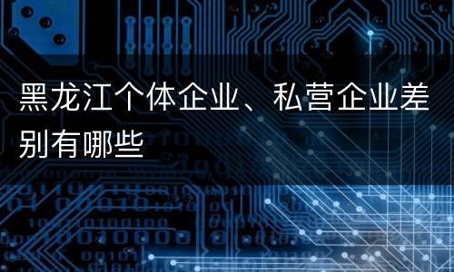 黑龙江个体企业、私营企业差别有哪些
