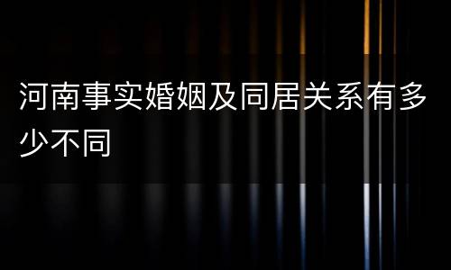 河南事实婚姻及同居关系有多少不同