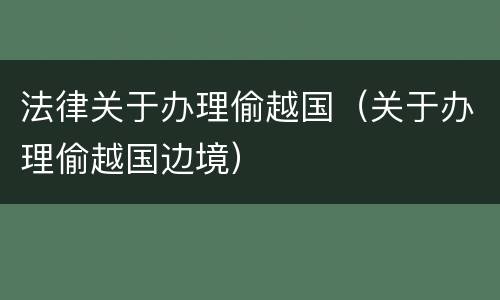 法律关于办理偷越国（关于办理偷越国边境）