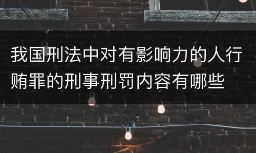 我国刑法中对有影响力的人行贿罪的刑事刑罚内容有哪些