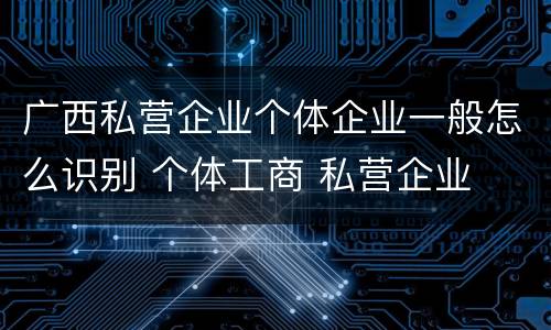 广西私营企业个体企业一般怎么识别 个体工商 私营企业
