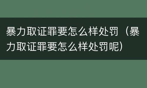 暴力取证罪要怎么样处罚（暴力取证罪要怎么样处罚呢）