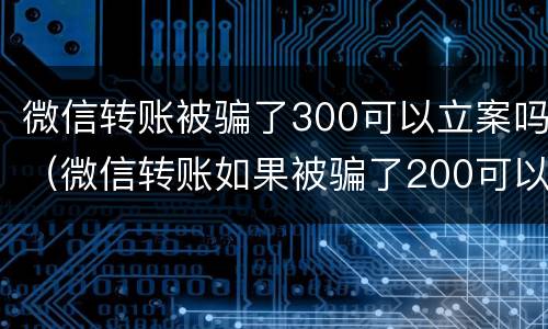 微信转账被骗了300可以立案吗（微信转账如果被骗了200可以起诉成功吗）