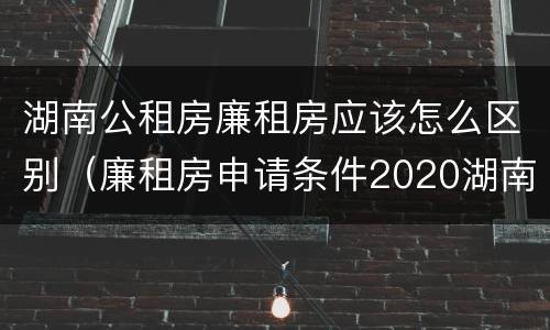 湖南公租房廉租房应该怎么区别（廉租房申请条件2020湖南）