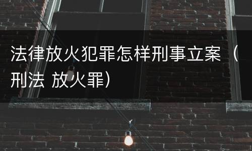 法律放火犯罪怎样刑事立案（刑法 放火罪）