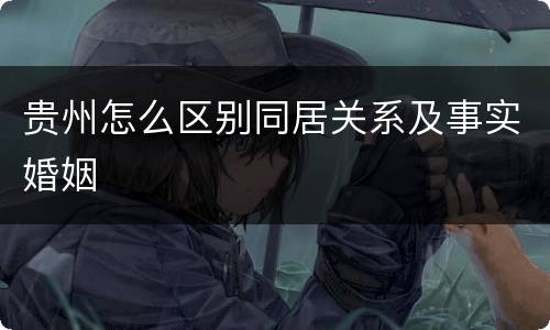 贵州怎么区别同居关系及事实婚姻