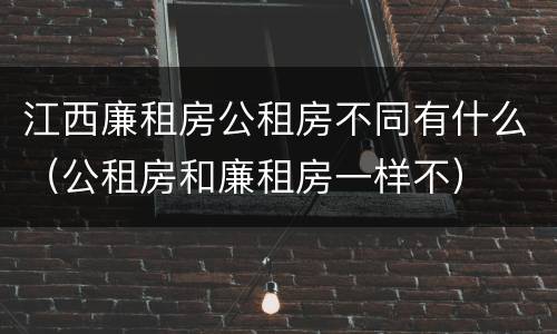 江西廉租房公租房不同有什么（公租房和廉租房一样不）