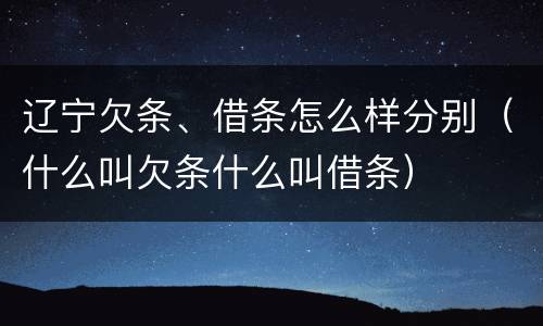 辽宁欠条、借条怎么样分别（什么叫欠条什么叫借条）