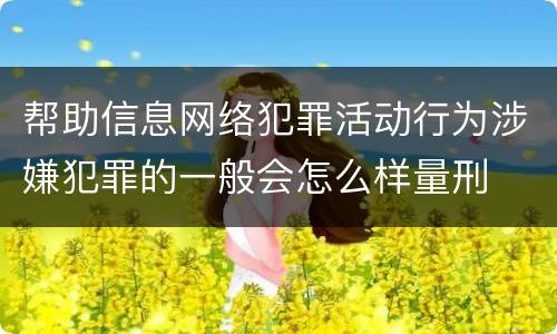 帮助信息网络犯罪活动行为涉嫌犯罪的一般会怎么样量刑