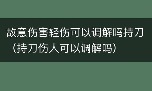 故意伤害轻伤可以调解吗持刀（持刀伤人可以调解吗）