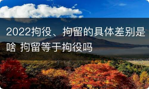 2022拘役、拘留的具体差别是啥 拘留等于拘役吗