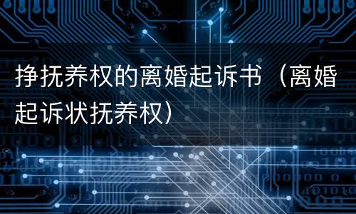 挣抚养权的离婚起诉书（离婚起诉状抚养权）