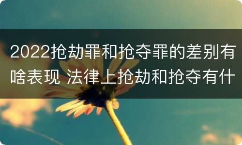 2022抢劫罪和抢夺罪的差别有啥表现 法律上抢劫和抢夺有什么区别