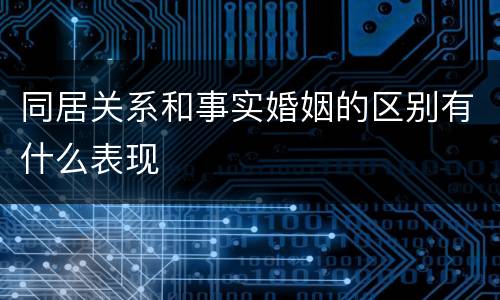 同居关系和事实婚姻的区别有什么表现