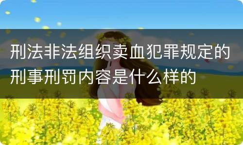 刑法非法组织卖血犯罪规定的刑事刑罚内容是什么样的