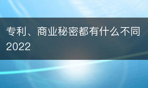 专利、商业秘密都有什么不同2022