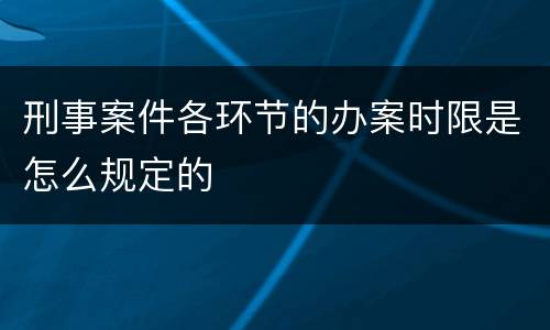 刑事案件各环节的办案时限是怎么规定的