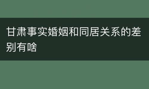 甘肃事实婚姻和同居关系的差别有啥