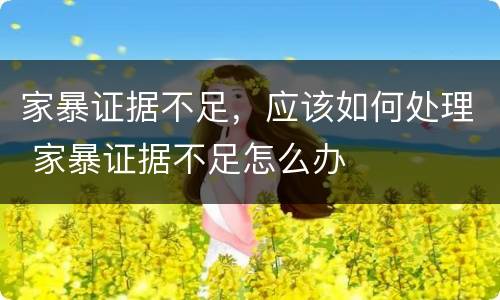家暴证据不足，应该如何处理 家暴证据不足怎么办