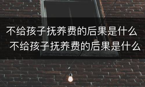 不给孩子抚养费的后果是什么 不给孩子抚养费的后果是什么呢