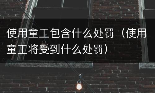 使用童工包含什么处罚（使用童工将受到什么处罚）