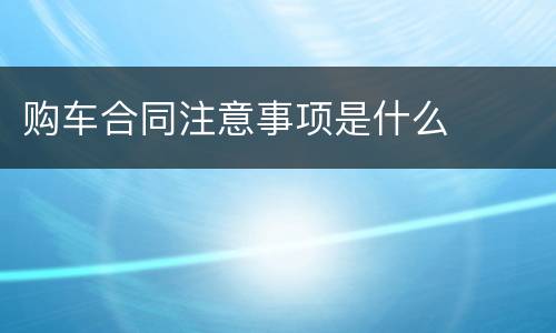 购车合同注意事项是什么