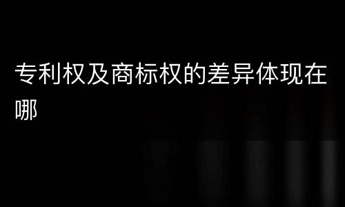 专利权及商标权的差异体现在哪