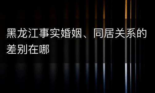 黑龙江事实婚姻、同居关系的差别在哪