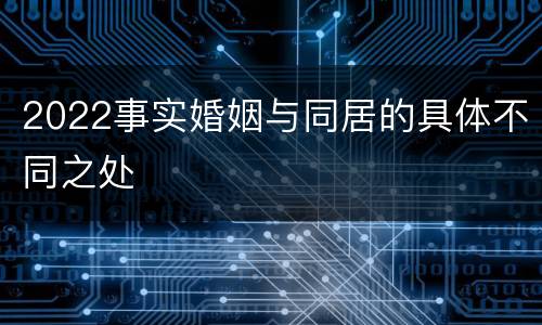 2022事实婚姻与同居的具体不同之处