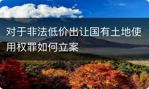 对于非法低价出让国有土地使用权罪如何立案