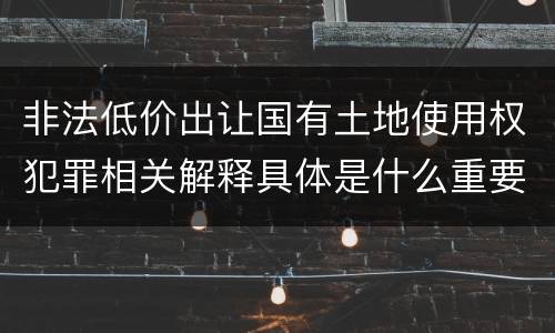 非法低价出让国有土地使用权犯罪相关解释具体是什么重要内容