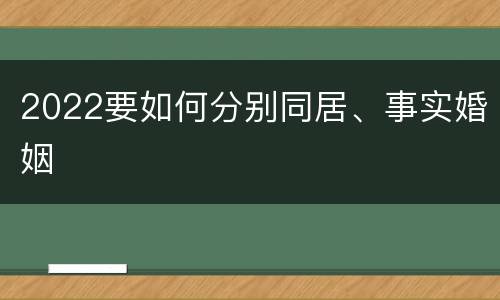 2022要如何分别同居、事实婚姻