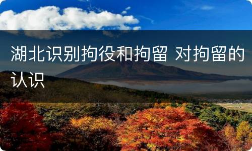 湖北识别拘役和拘留 对拘留的认识