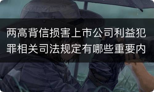 两高背信损害上市公司利益犯罪相关司法规定有哪些重要内容