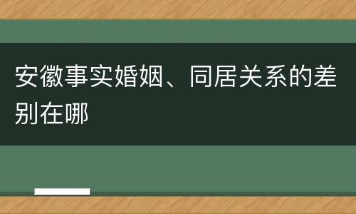 安徽事实婚姻、同居关系的差别在哪