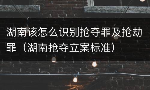 湖南该怎么识别抢夺罪及抢劫罪（湖南抢夺立案标准）