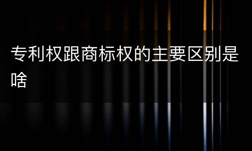 专利权跟商标权的主要区别是啥