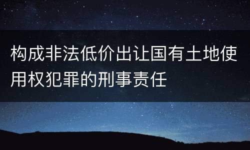构成非法低价出让国有土地使用权犯罪的刑事责任