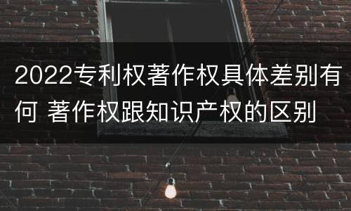 2022专利权著作权具体差别有何 著作权跟知识产权的区别